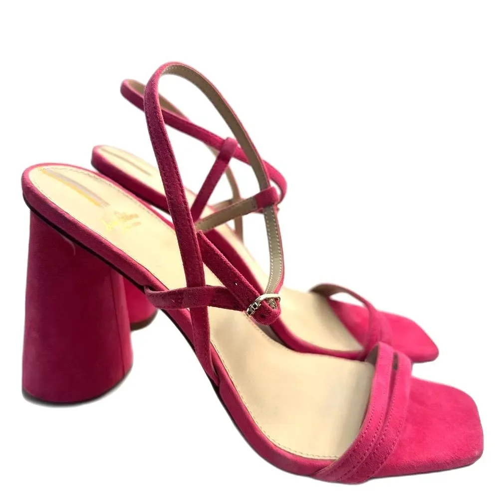 Sam Edelman Heeled Sandals 8.5 Strappy Club Party Y2K Wedding Barbie Pink Kit